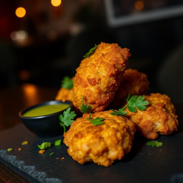 Banana Pakora – Ripe banana slices dipped in spiced chickpea batter and deep-fried until golden  | SPICE ROOM Denver