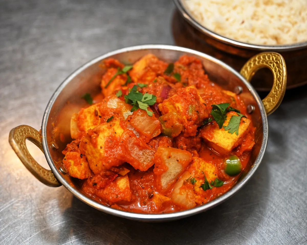 Paneer Kadai – Rustic kadai-cooked paneer with onion, peppers, and whole spices | SPICE ROOM Denver