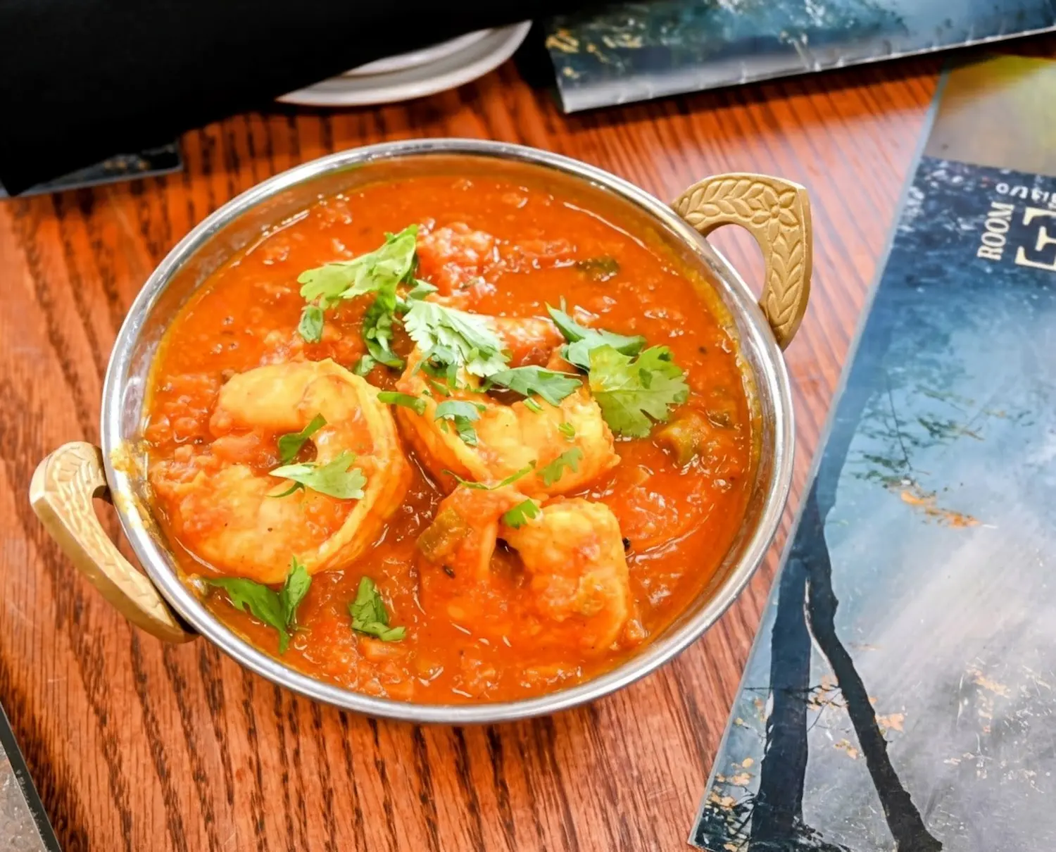 Shrimp Vindaloo – Jumbo shrimp in a fiery Goan vindaloo — bold, tangy, and deeply spiced | SPICE ROOM Denver