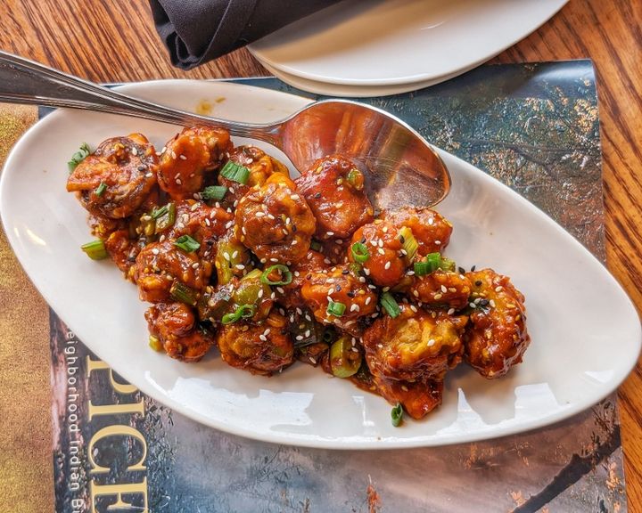 Mushroom Manchurian — Crispy mushroom orbs in a sticky, garlicky sauce – Indo-Chin